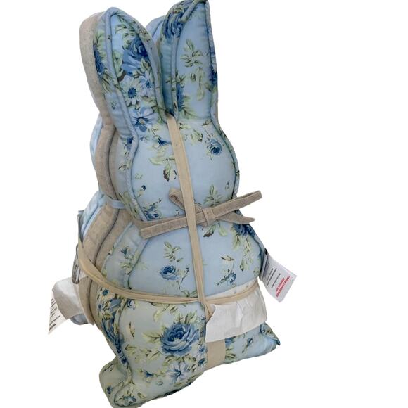 Shabby Chic Easter Bunny Rabbit Pillows Floral Plaid Muslin Set of 3 NEW - Picture 1 of 5